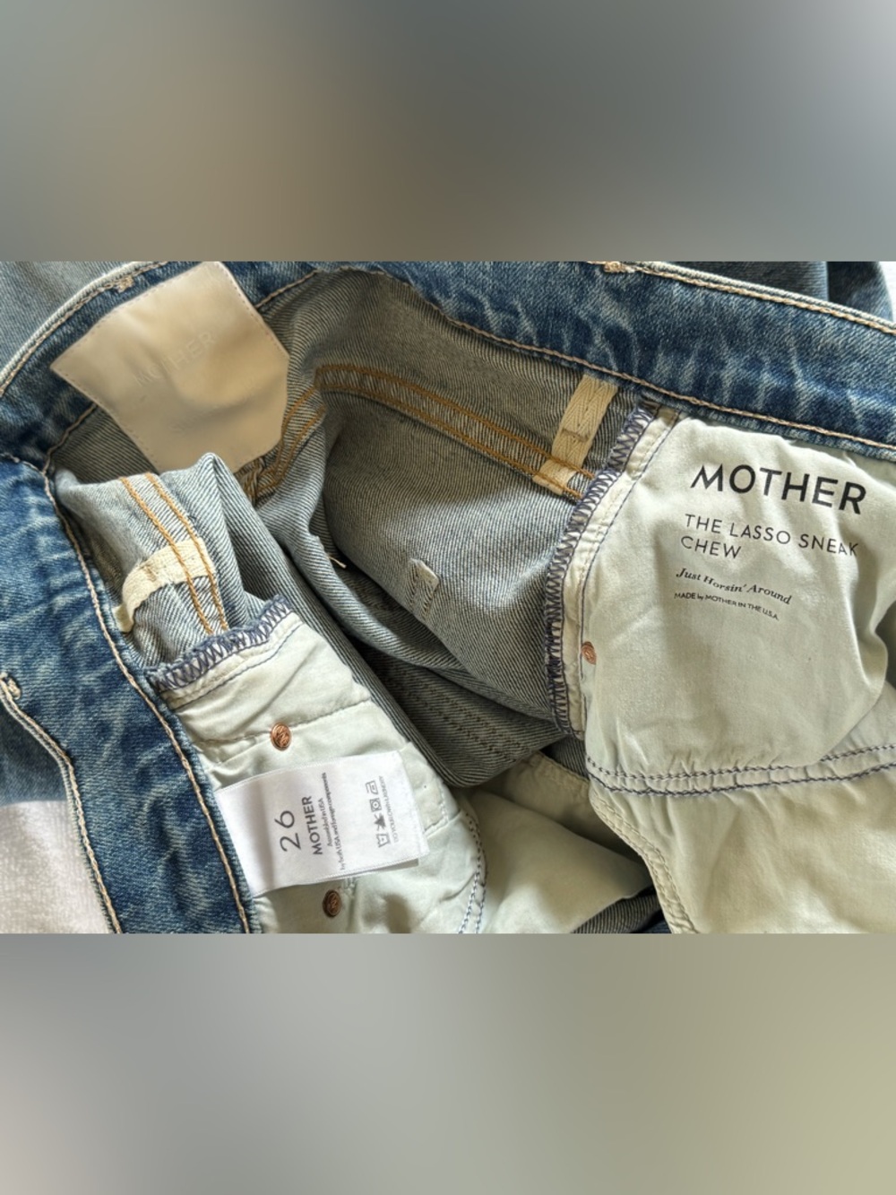 MOTHER DENIM - The Lasso Sneak Chew High Rise Jeans Size 26 - Picture 9 of 12